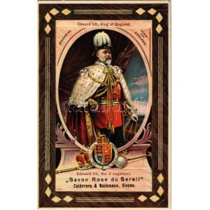 Eduard VII. anglický král. Savon Rose du Serail Calderara &amp; Bankmann, Vienne. Secesní litografie