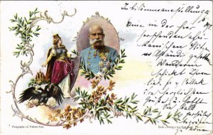 1898 (Vorläufer) Ferenc József szecessziós lap / Franz Joseph. C. Pietzner Jugendstil, floral (EK) + 