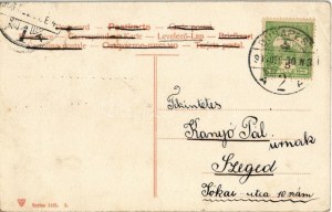 1906 Boldog Újévet! / Novoroční pohlednice s oslavujícími prasátky s: J. (EB)