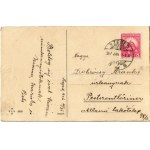 1927 Boldog Újévet! / Cartolina d'arte di auguri per l'anno nuovo con maiale pagliaccio (danni superficiali...
