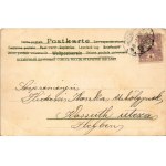 1901 Húsvéti üdvözlet, kisgyerekek nyuszi jelmezben / Życzenia wielkanocne, dzieci w strojach królików, litografia (EK...