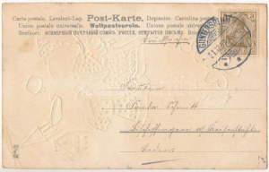 1907 Herzlichen Glückwunsch zum Neuen Jahre / New Year greeting art postcard, litografie (lyuk / pinhole...