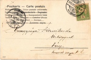 1903 Boldog karácsonyi ünnepeket. Szecessziós hölgy / Vánoční pozdrav, secesní dámská litografie