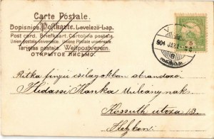 1904 Boldog új évet! Szánkózó törpék / Neujahrsgruß, Zwerge schlittenfahren, Wintersport. litho (fl...