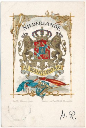 1899 (Vorläufer) Niederlande Je Maintiendrai / Herb Holandii 