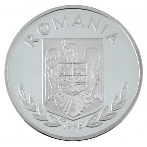 Románia 1998. 100L Ag XIX. Téli Olimpia, Nagano - Síelés jelzetlen próbaveret kapszulában, névérték a peremen...