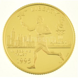 Amerikai Egyesült Államok 1995W 5$ Au Atlantai Olimpia 1996 - Fáklyavivő (8,35g/0.900) T:PP / USA 1995W 5 Dollari Au ...