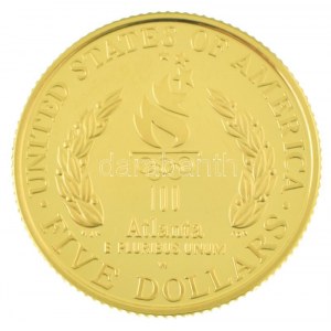 Amerikai Egyesült Államok 1996W 5$ Au Atlantai Olimpia 1996 - Zászlóvivő (8,35g/0.900) T:PP / USA 1996W 5 Dollari Au ...
