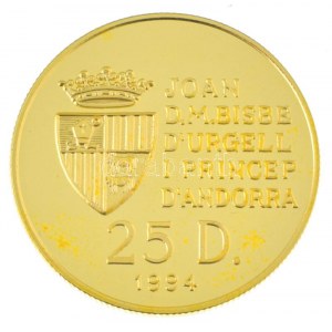 Andorra 1994. 25D Au XXVI. Nyári Olimpiai Játékok (7,77g/0.583) T:PP / Andorra 1994. 25 Diners Au ...