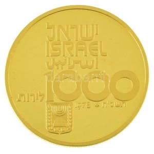 Izrael 1978. 1000L Au A függetlenség 30. évfordulója (12,02g/0.900) T:AU (eredetileg PP) folt / Israel 1978...