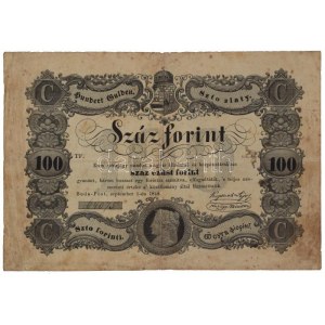 1848. 100Ft Kossuth bankó, 64075 sorszámmal T:VG / Węgry 1848. Banknot 100 forintów Kossuth banknote, z 64075...