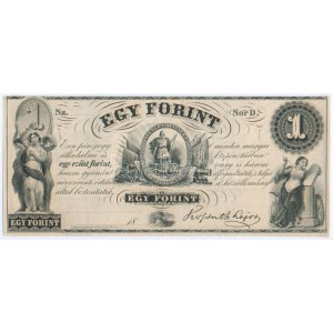 1852. 1Ft Kossuth bankó, D sorozat, kitöltetlen T:AU / Ungarn 1852. 1 Forint D Präfix...