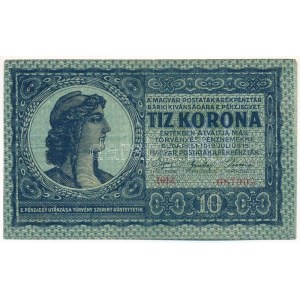 1919. július 15. 10K 1013 087905 T:F szép papír, folt / Hungary 15th July 1919. 10 Korona 1013 087905 C...