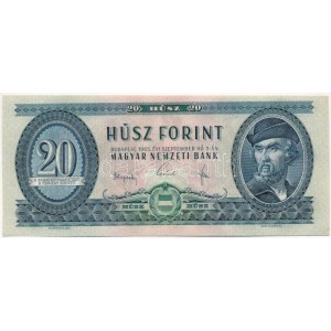 1965. 20Ft C 253 087642, elcsúszott nyomattal T:UNC / Hungary 1965. 20 Forint C 253 087642, with shifted print C...