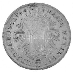 1744K-B Tallér Ag Mária Terézia Körmöcbánya (28,68g) T:VF lyuktömött, fülnyom / Hungary 1744K-B Madonnentaler Ag ...