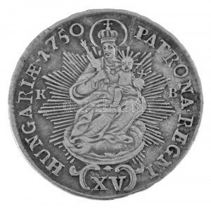 1750K-B 15kr Ag Mária Terézia (5,90g) T:VF patine, ph. / Hongrie 1750K-B 15 Kreuzer Ag Maria Theresia (5,90g) C...