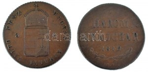 1849NB 3kr Cu csavaros kémpénzzé alakítva T:XF / Hungary 1849NB 3 Kreuzer Cu refurbished as spy coin C...