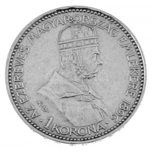 1896KB 1K Ag Millennium T:UNC,AU Węgry 1896KB 1 Korona Ag Millennium C:UNC,AU Adamo K5.2