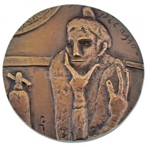 Farkas István Béla (1915-2005) DN Picasso kétoldalas bronz emlékérem (~87-88mm) T:AU,XF / Hungary ND Picasso double...