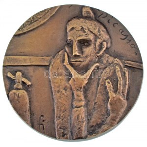 Farkas István Béla (1915-2005) DN Picasso kétoldalas bronz emlékérem (~87-88mm) T:AU,XF / Hongrie ND Picasso double...