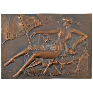 Fritz János (1947-) DN Nő madárral bronzo falra akasztható plakett (208x293mm) T:UNC / Ungheria ND Donna con uccello...