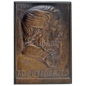 Solymári Valkó László (1909-1984) 1954. Kossuth Lajos egyoldalas, önött bronz plakett (92x66mm) T:AU,XF ...