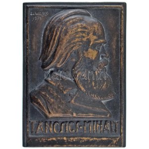 Solymári Valkó László (1909-1984) 1971. Táncsics Mihály egyoldalas, öntött bronz plakett (92x66mm) T:AU,XF ...