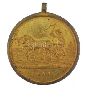 1840. Pesti Gyep bronz emlékérem füllel (44mm) T:AU,XF ph. / Maďarsko 1840. Peštiansky turf bronzový medailón s uškom ...