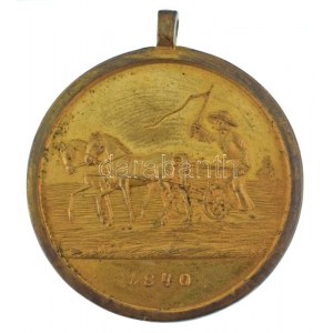 1840. Pesti Gyep bronz emlékérem füllel (44mm) T:AU,XF ph. / Ungarn 1840. Rasen von Pest Bronze Medaillon mit Ohr ...