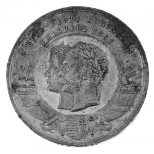 1867. A Buda-Pesti Koronázás Emlékeül 1867 Sn koronázási emlékérem. Szign.: (37,5mm) T:VF oxidáció, ph. ...