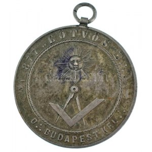 1877-1920. 5/1 877 ,,Eötvös O Budapest kel ezüstözött bronz, szabadkőműves páholy érem, füllel (42mm) T:XF patina ...