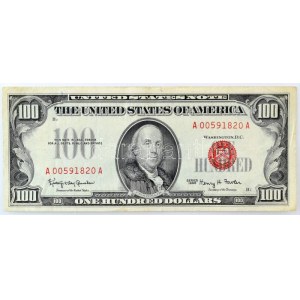 Amerikai Egyesült Államok 1966. 100$ Federal States Note vörös pecsét, Kathryn O'Hay Granahan, Henry Hamill Fowler ...