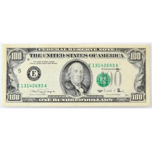 Amerikai Egyesült Államok 1990-1993 (1990E) 100$ Federal States Note zöld pecsét, nyomdahibás bankjegy ...