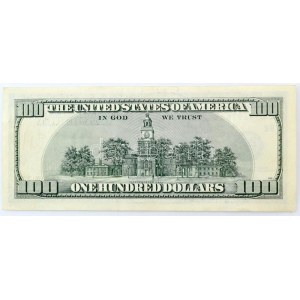 Amerikai Egyesült Államok 1996-1999. (1996) 100$ Federal States Note nyomdahibás bankjegy zöld pecsét nélkül, ...