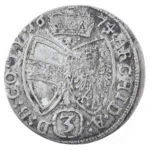 Ausztria 1674. 3kr Ag I. Lipót Hall (1,49g) T:AU,XF patiniert Österreich 1674. 3 Kreuzer Ag Leopold I Hall (1,49g) C:AU...