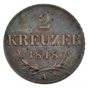 Ausztria 1848A 2kr Cu T:XF / Österreich 1848A 2 Kreuzer Cu C:XF Krause KM#2188