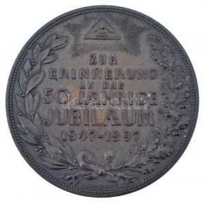 Ausztria 1897. A bécsi kereskedőket támogató 'Karjcáregylet' 50 éves jubileumára bronz emlékérem. Szign : R...