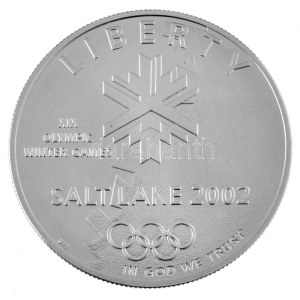 Amerikai Egyesült Államok 2002P 1$ Ag Téli Olimpia Salt Lake City T:UNC USA 2002P 1 Dollar Ag ...