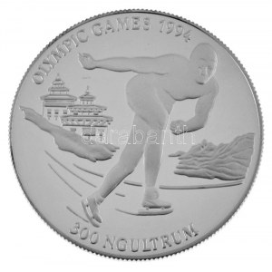 Buhtán 1992. 300Ng Ag Téli Olimpia 1994 - Lillehammer T:PP / Bhutan 1992. 300 Ngultrum Ag 1994 Winter Olympics ...