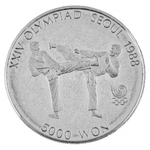 Corée du Sud 1987. 5000W Ag 1988. Nyári Olimpiai Játékok - Szöul / Tae Kwon Do T:PP / Corée du Sud 1987. 5000 Won Ag ...
