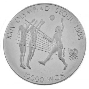 Dél-Korea 1987. 10.000W Ag 1988. Nyári Olimpiai Játékok - Szöul / Röplabda T:PP / South Korea 1987. 10.000 Won Ag ...