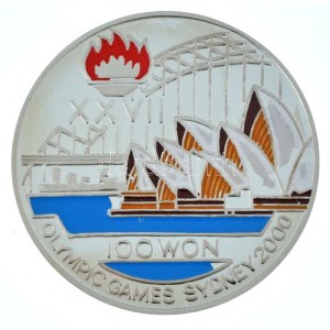 Corea del Nord 1997. 100W Ag Sydney-i Olimpia 2000 - Operaház festett multicolore T:PP Corea del Nord 1997. 100 Won Ag ...