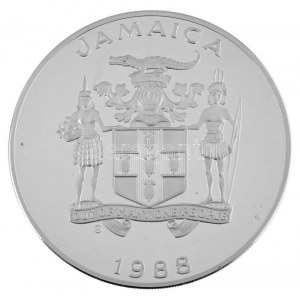 Jamaika 1988. 100D Ag 1988. Nyári Olimpiai Játékok - Szöul (136g/0,925) T:PP fo. / Giamaica 1988. 100 dollari Ag ...