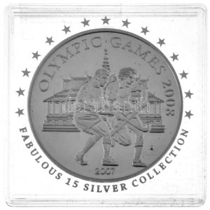 Kambodzsa 2007. 3000R Ag Pekingi Olimpia 2008 kapszulában T:PP folt, felszíni karc / Cambodia 2007. 3000 Riels Ag ...