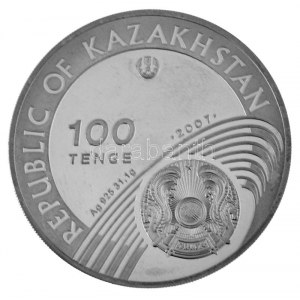 Kazahsztán 2007. 100T Ag Pekingi Olimpia 2008 - Öttusa kapszulában T:AU (PP) karc / Kazakhstan 2007. 100 Tenge Ag ...