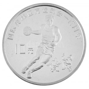 Chine 1994. 10Y Ag Az Olimpia évszázada - Kosárlabda T:PP fo., ujjlenyomat China 1994. 10 Yuan Ag ...
