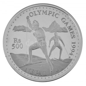 Nepál 1993. 500R Ag Téli Olimpia 1994 - Lillehammer T:PP / Nepal 1993. 500 Rupien Ag Olympische Winterspiele 1994 ...