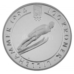 Norvégia 1992. 100K Ag Lillehammer Téli Olimpia - Síugrás T:PP / Norwegia 1992. 100 Kroner Ag Lillehammer Olympics ...