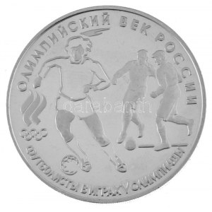 Oroszország 1993. 3R Ag Olimpia - Labdarúgás T:PP felszíni karcok Russia 1993. 3 Ruble Ag Olimpia - Piłka nożna C...