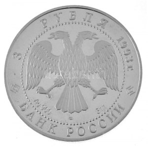 Oroszország 1993. 3R Ag Olimpia - Labdarúgás T:PP felszíni karcok Russia 1993. 3 Rubles Ag Olympics - Soccer C...